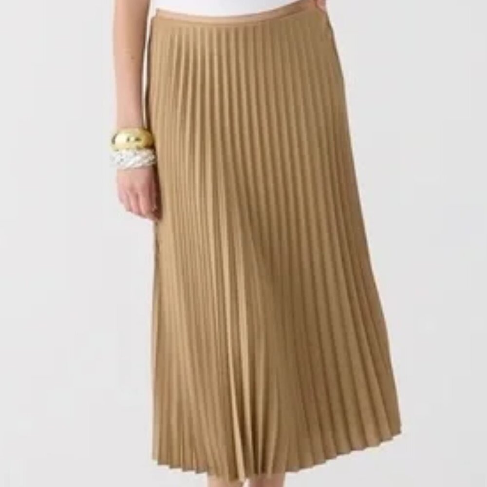 J. CREW Gwyneth Pleated Midi Slip Elastic Waist Band Skirt Champage Medium